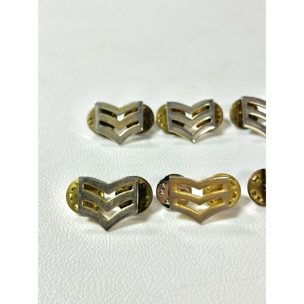 Lot 6 U.S. Military Sergeant Chevron Insignia Brass Metal Pins